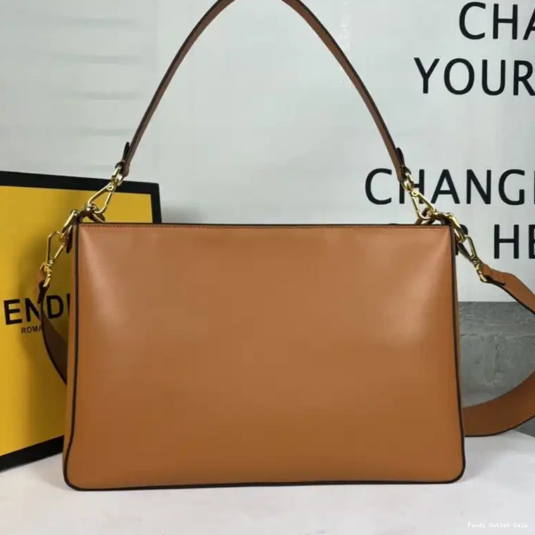 Cheap Bag O'Lock Zip Calf Leather Brown Shoulder In Fendi 0609
